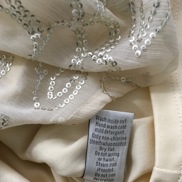 LC Lauren Tank Top Scoop Neck Sparkling Sequined Embellished Cream Blush Tank S - Picture 11 of 16